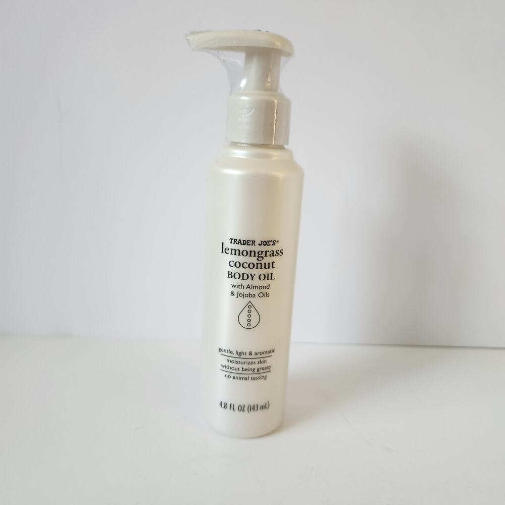 New! Trader Joe's Lemongrass Coconut Almond Jojoba Body Oil 4.8 fl oz Sealed